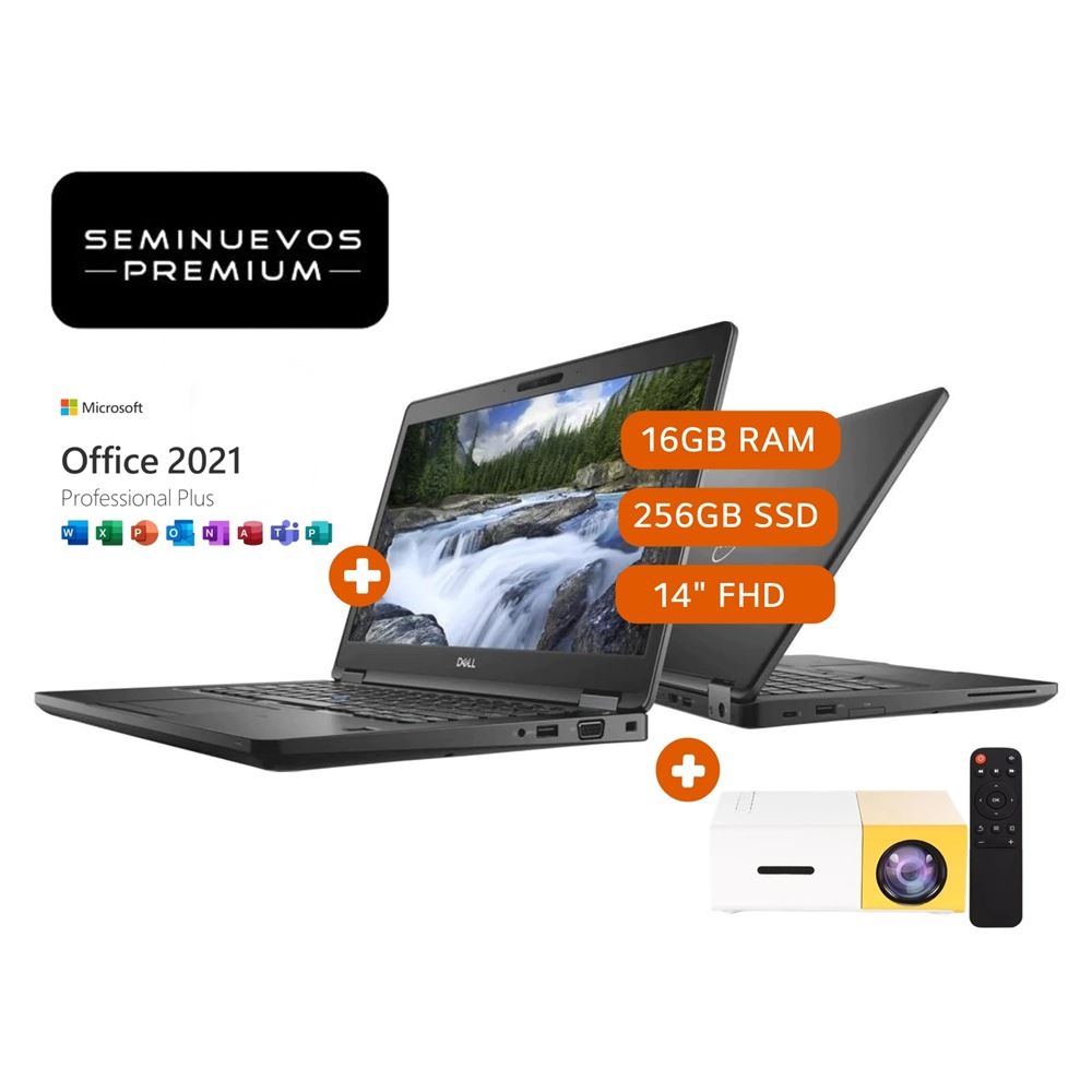 LAPTOP DELL LATITUDE 5490 14” INTEL CORE i5 16GB RAM 256GB SSD W11 SEMINUEVA + PROYECTOR + OFFICE 2021 ORIGINAL GRATIS